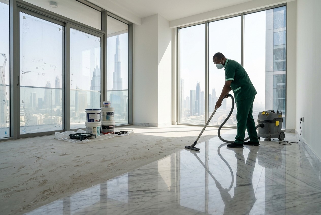 Post-construction cleaning of a new apartment